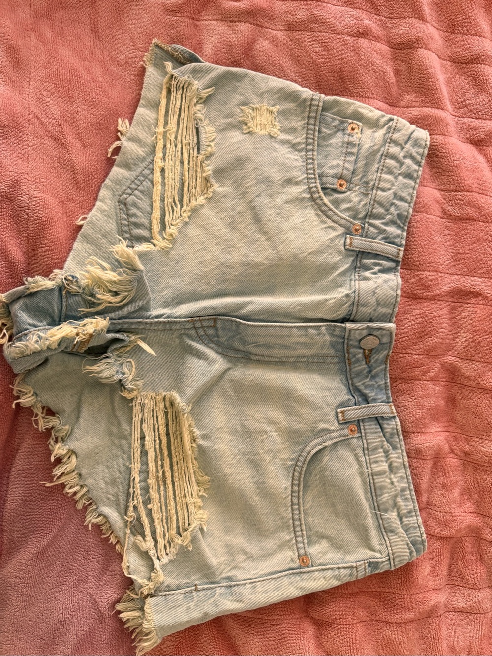 BDG Light Blue Ripped Denim Shorts